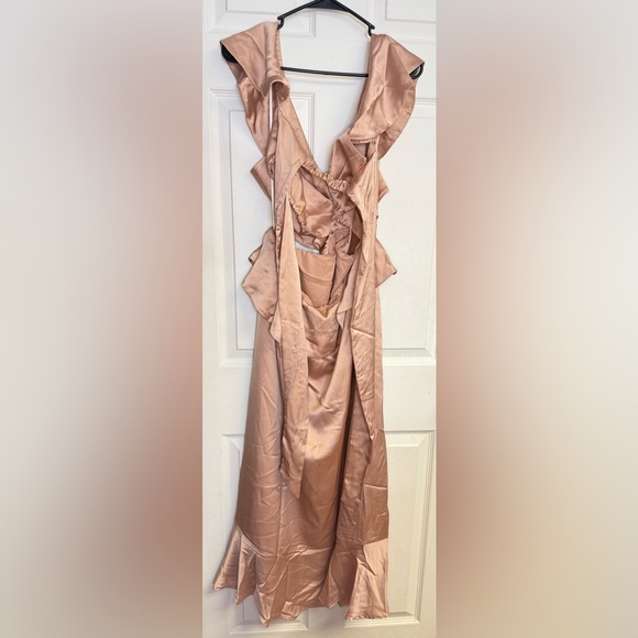 Show Me Your MuMu Zoey Midi Dress Blush Luxe Satin New With Tags Size XL - Picture 4 of 12